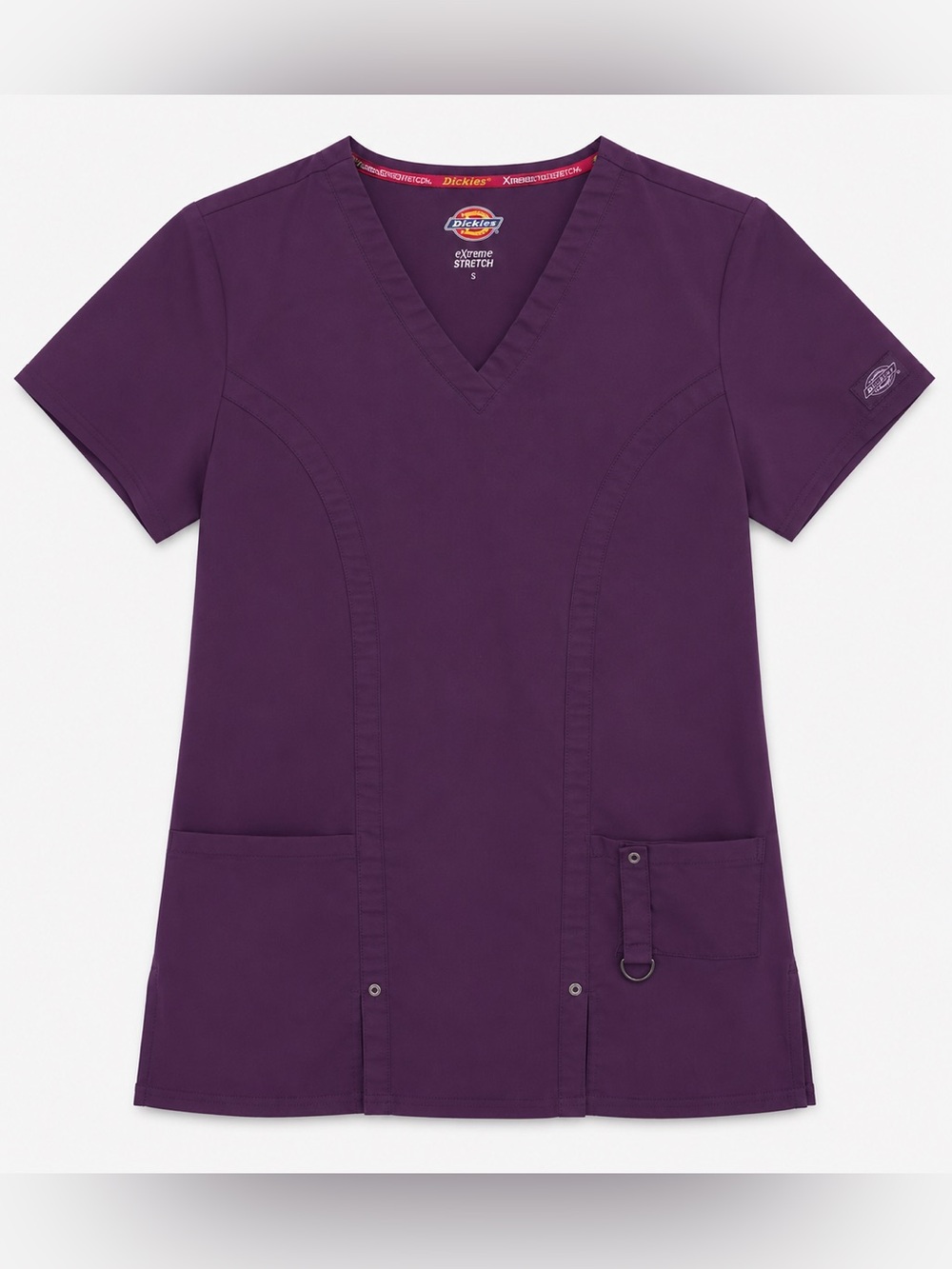 Dickies Women's V-Neck Scrub Top in Plum